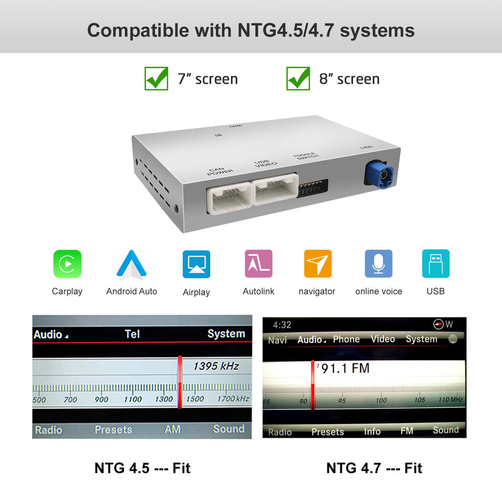 Wireless Carplay Android Auto for Mercedes Benz C117 W176 W204 W204 CLS GLK Class NTG 4.5