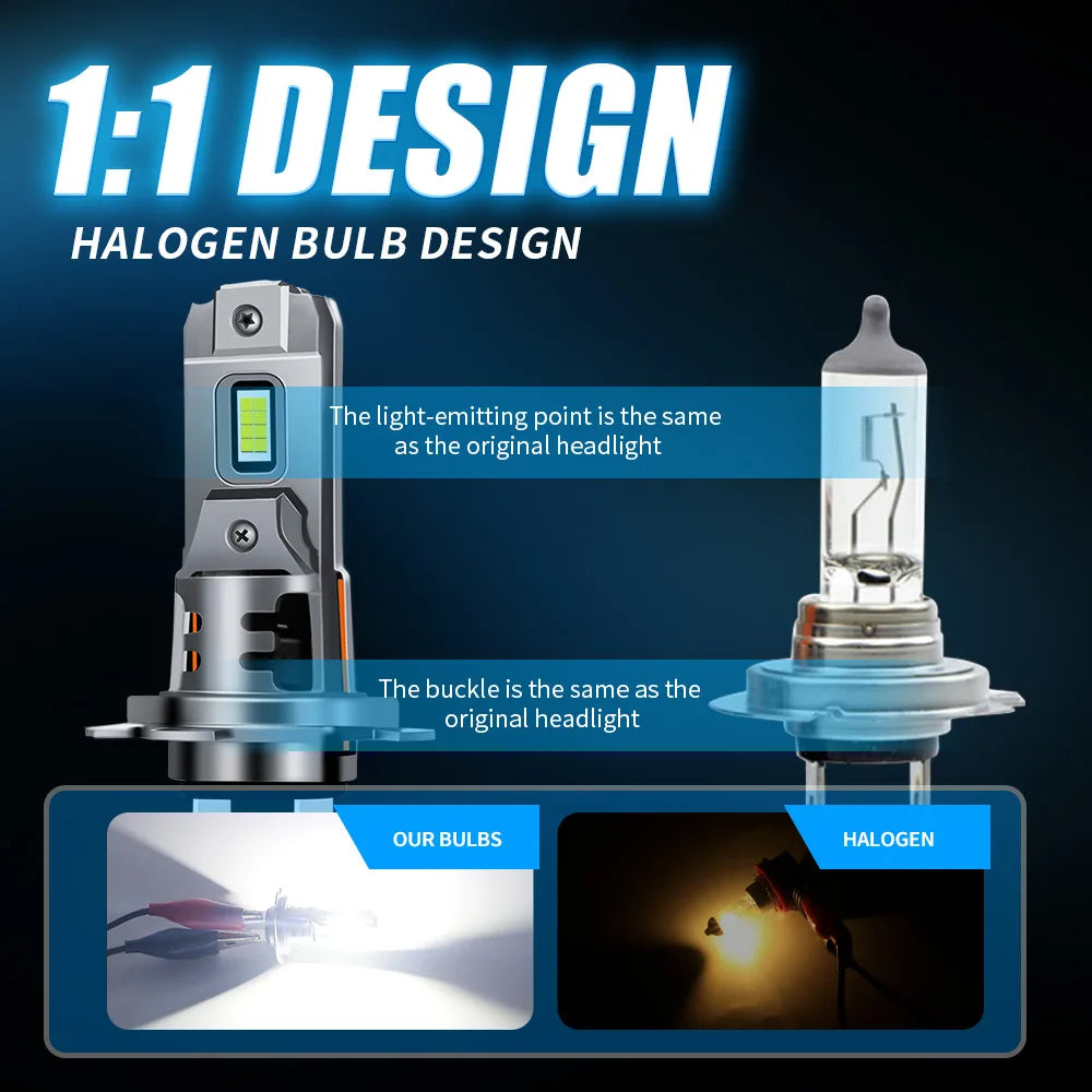 30000LM Mini H7 LED Headlight Bulb Wireless 250W CSP for Car Headlamp Auto Diode Lamps H7