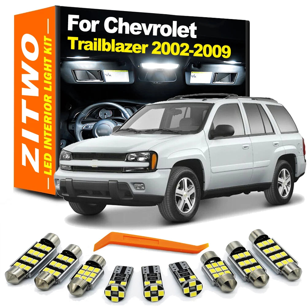 ZITWO 14Pcs LED Interior Dome Map Reading Light Bulb Kit For Chevrolet Chevy Trailblazer 2002 2003 2004 2005 2006 2007 2008 2009