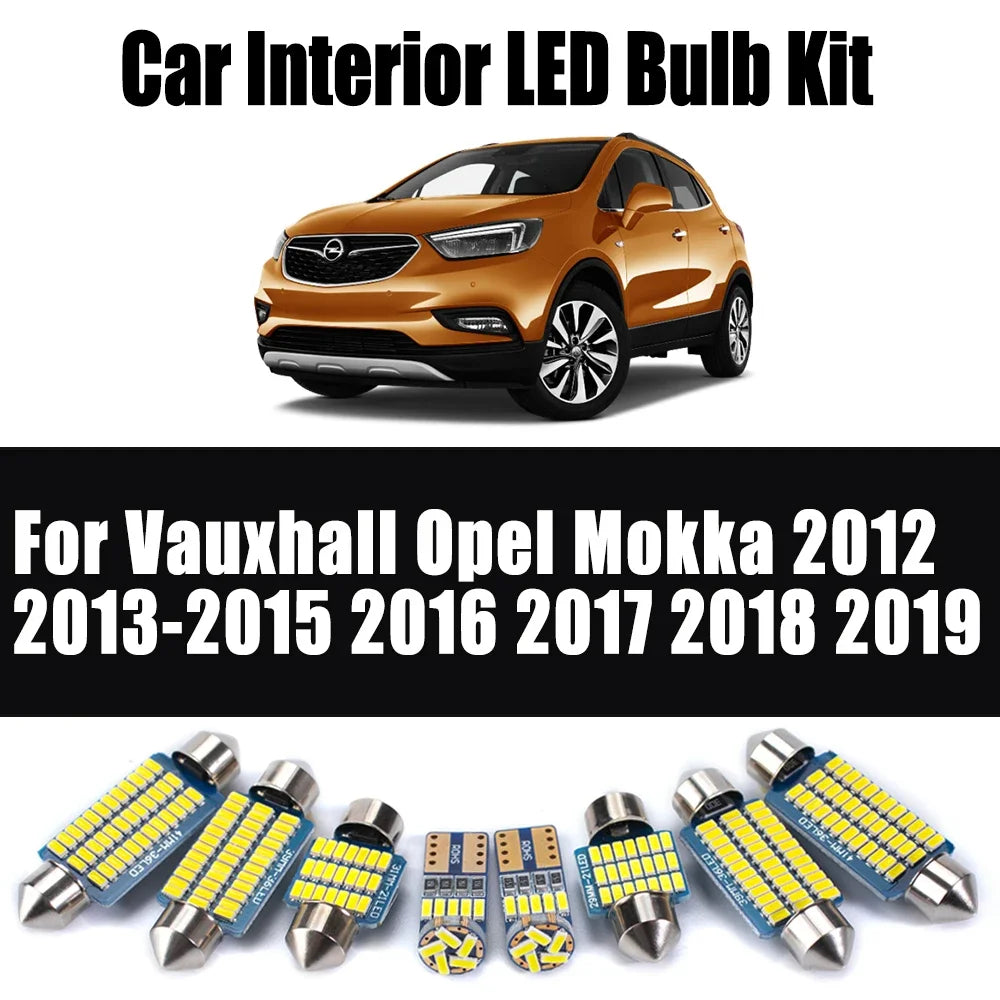 12-Piece LED Interior Light Kit for Vauxhall Opel Mokka 2012- 2016 - Canbus Dome Map Door Trunk Bulbs | AUTOKITSHOP