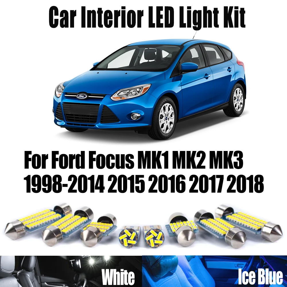 LED Interior Light Kit for Ford Focus MK1 MK2 MK3 1998-2018 - Canbus Dome Map Door Trunk Bulbs | AUTOKITSHOP