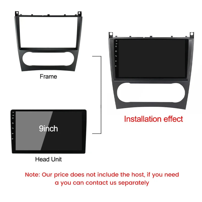9inch Car Radio Frame Cable Dash Mount Kit for Mercedes Benz C-Class W203 CLC W203 Plastic | AUTOKITSHOP