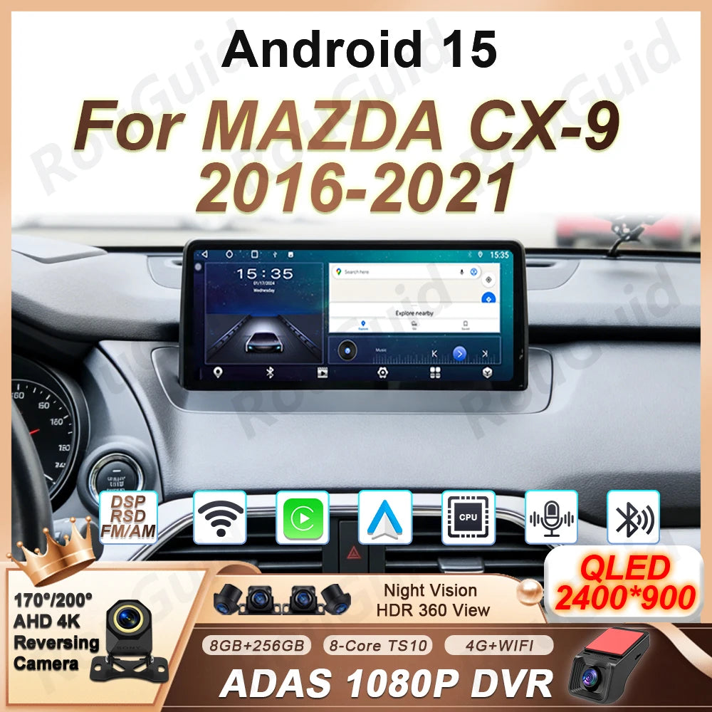 12.3'' Android 15 Carplay Car Radio For MAZDA CX9 CX-9 2016 2017 2018 2019 2020 2021 BT Au | AUTOKITSHOP