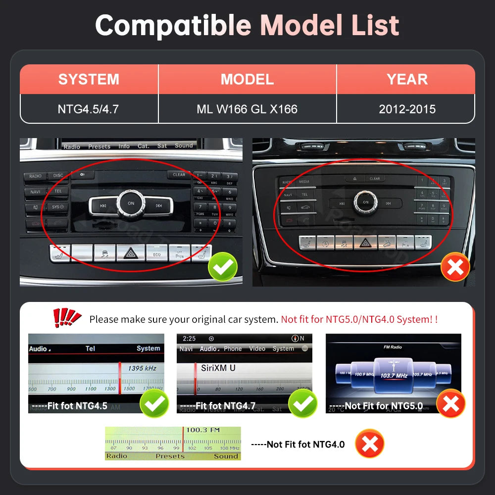 12.3 Ultra-thin Screen Multimedia Display For Benz ML W166 GL X166 GLE GLS 2012-2018 NTG4. | AUTOKITSHOP