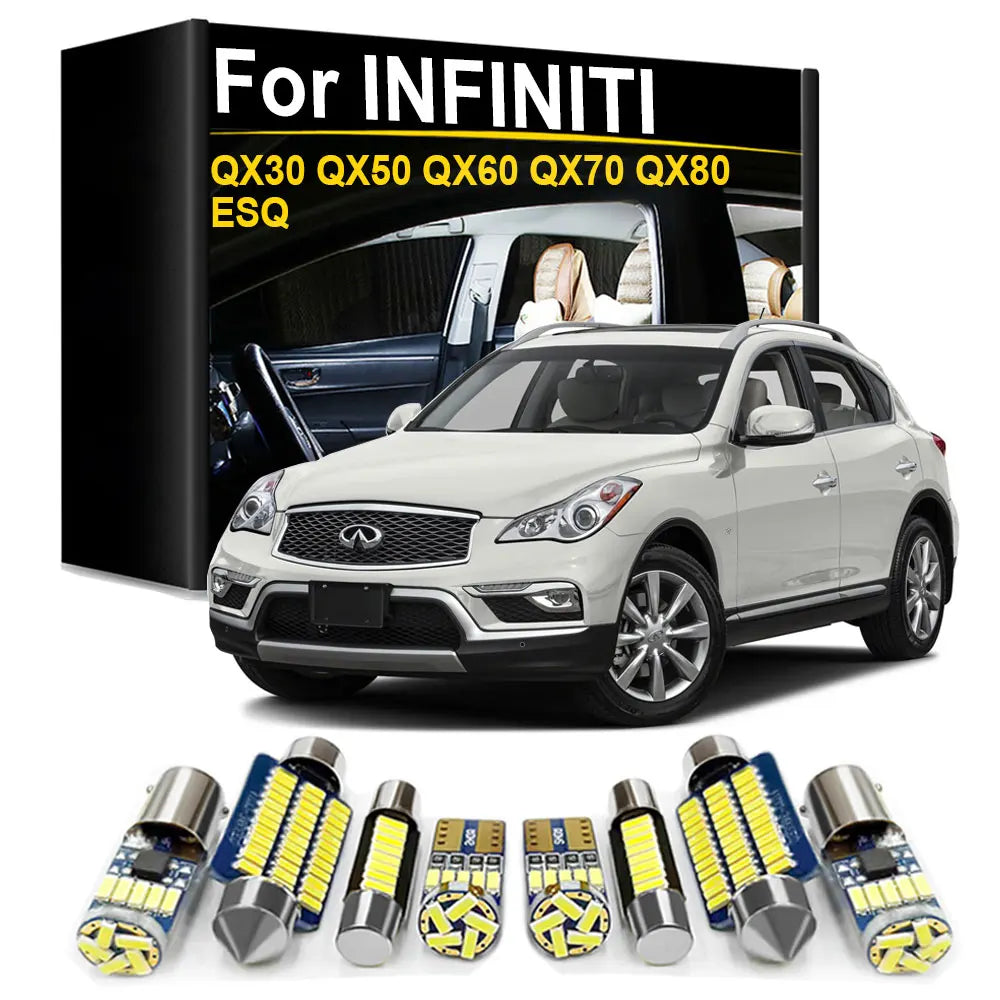 LED Interior Light Kit for Infiniti QX30 QX50 QX60 QX70 QX80 ESQ 2003- 2012 - Canbus Dome Map Door Trunk Bulbs | AUTO...