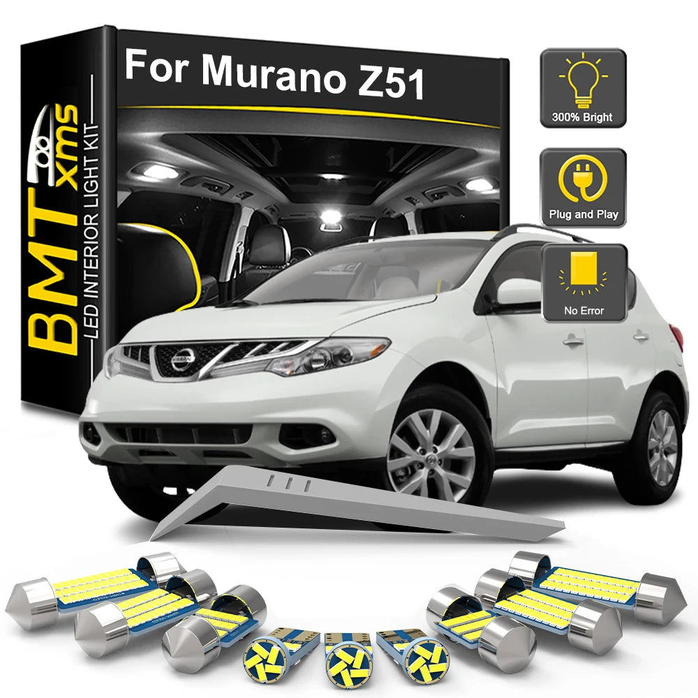 14-Piece LED Interior Light Kit for Nissan Murano Z51 - Canbus Error-Free Bulbs | AUTOKITSHOP
