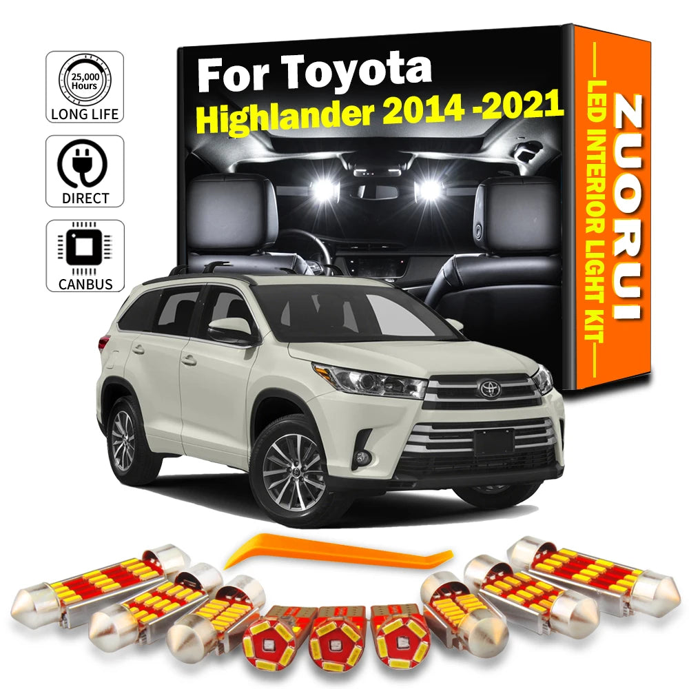 13-Piece LED Interior Light Kit for Toyota Highlander Kluger - Canbus Error-Free Bulbs | AUTOKITSHOP
