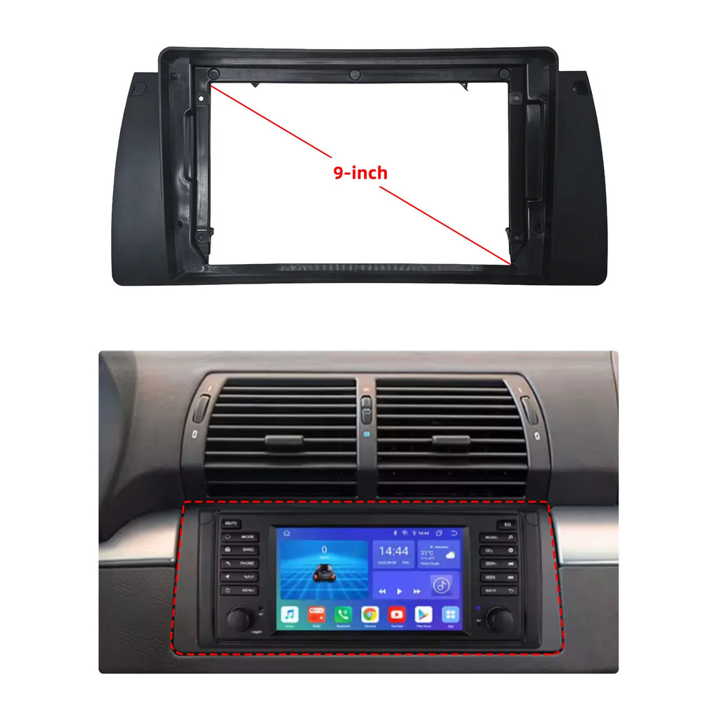 9 Inch Car Radio Panel Frame For BMW 5 Series E39 X5 E53 1999-2005 2-DIN Stereo Dash Kit B