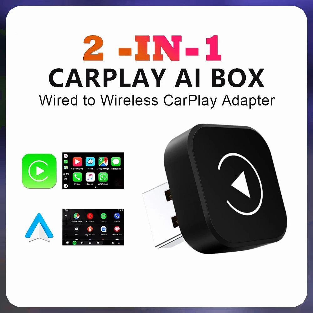 2in1 Wireless CarPlay Dongle Wireless Android Auto Adapter AI Smart Box Car Intelligent Sy | AUTOKITSHOP