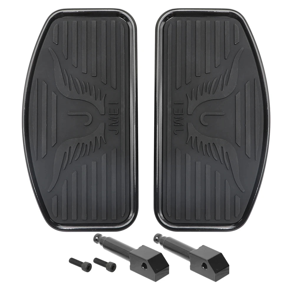 Black Front Driver Footpegs Floorboards Footrest For Honda Yamaha V-STAR XVS 400 Kawasaki Suzuki - Automotive LED Light