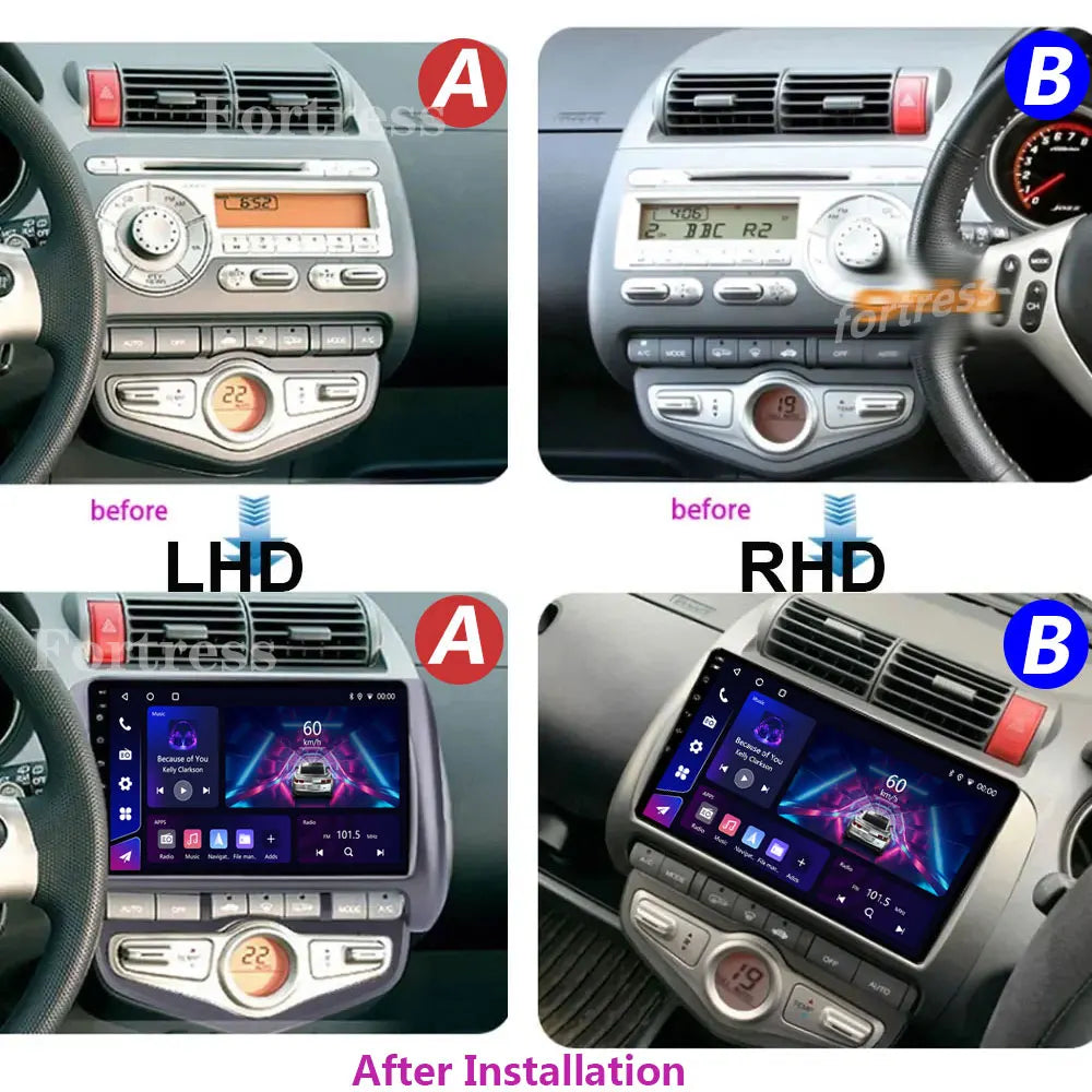 QLED 4G 2 Din Android 16 auto Car Radio Multimedia For Honda LHD JAZZ City 2002-2007 GPS C