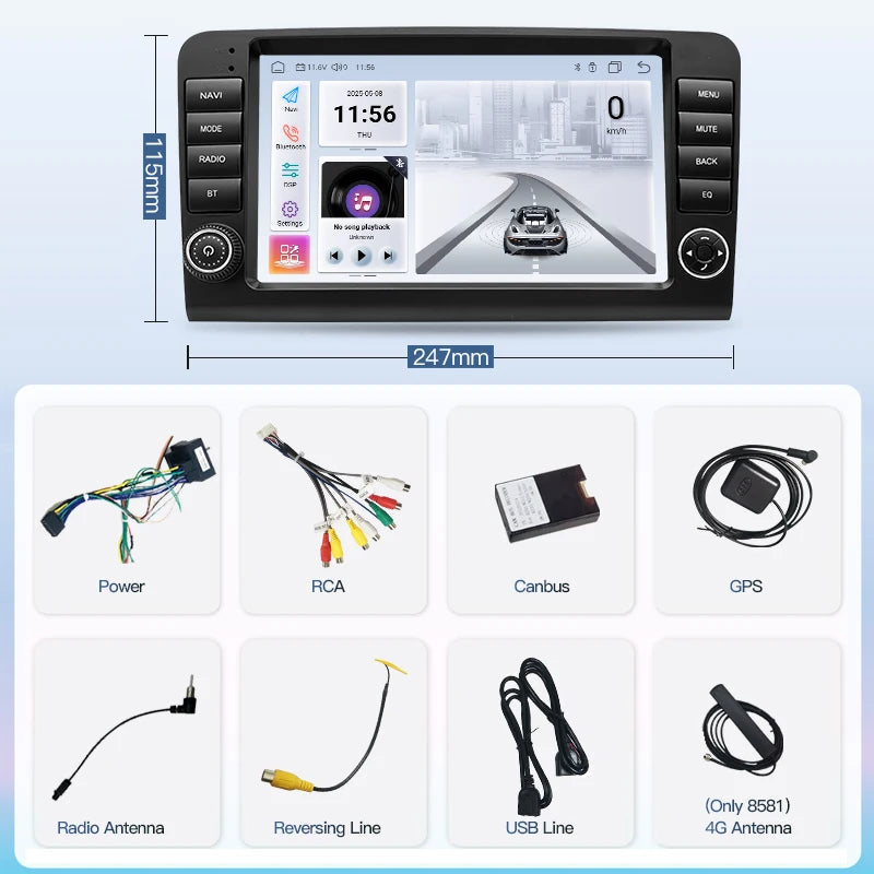 SZLELV 9inch For Mercedes Benz GL Class X164 ML W164 Android Auto Carplay Audio Bluetooth