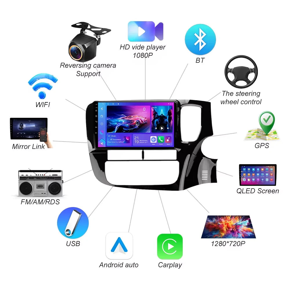 Android 16 For Mitsubishi Outlander 3 Rhd 2012-2018 Carplay Auto Car Radio Multimedia Play | AUTOKITSHOP