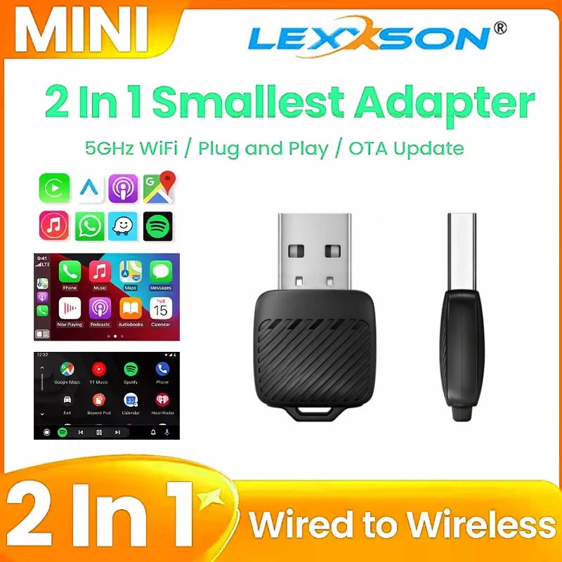 2025 New Adapter 2in1 Mini CarPlay Box Wired To Wireless CarPlay Android Auto Smart Box Bl | AUTOKITSHOP