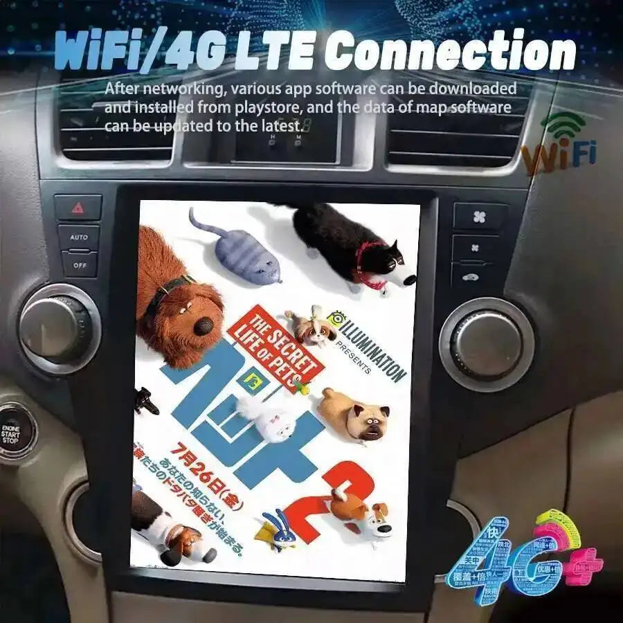 GPS Navi Stereo HU For Toyota Highlander 2009-2013 Android 14 BT 12.1'' Carplay radio with