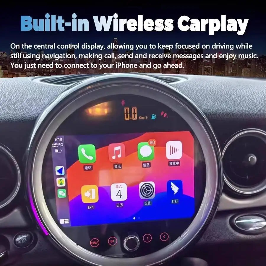 Car Radio QLED Multimedia Video Player Navigation GPS Audio Android 9inch For BMW MINI COO | AUTOKITSHOP