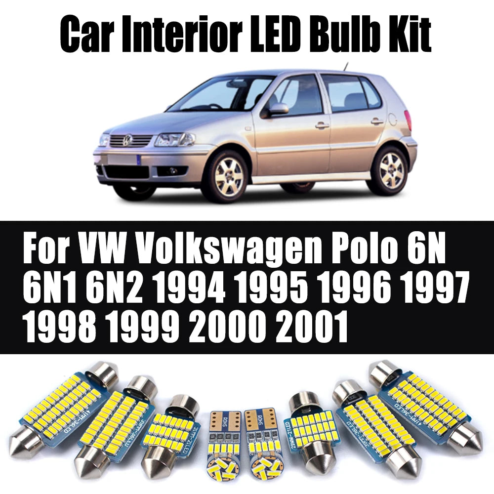6-Piece LED Interior Light Kit for VW Volkswagen Polo 6N 6N1 6N2 1994- 1999 - Canbus Dome Map Door Trunk Bulbs | AUTO...