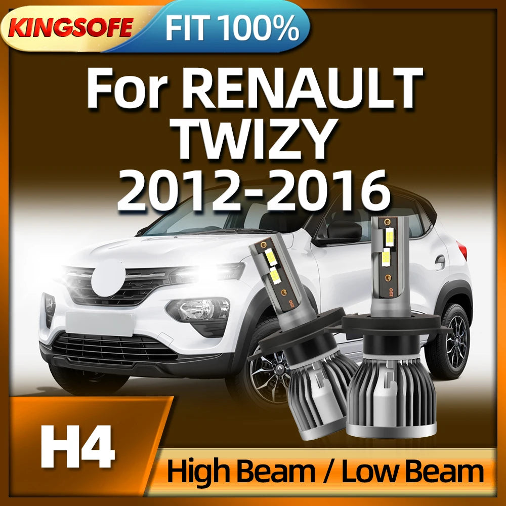 KINGSOFE 2PCS 6000K H4 Led Lamp Car Headligh Auto Light 26000LM For RENAULT TWIZY 2012 201