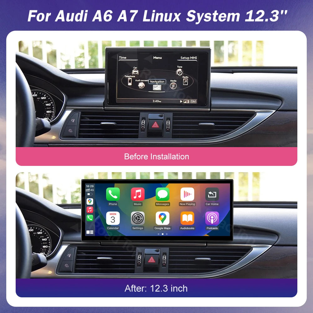 Road Top Multimedia Stereo For Audi A6 C6 C7 A7 2011-2018 Wireless CarPlay GPS Navi Radio  | AUTOKITSHOP