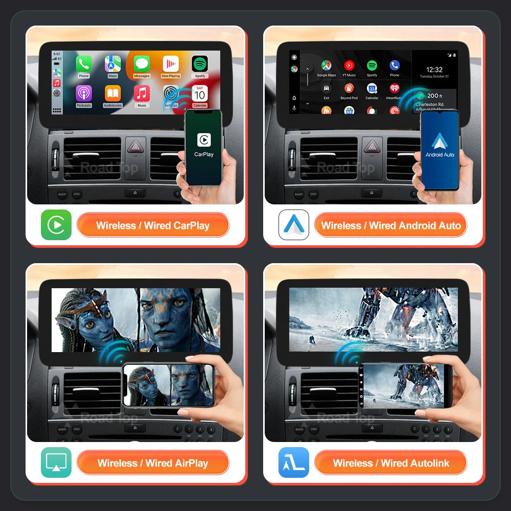 Wrieless CarPlay Android Auto Car Multimedia Linux Touch Screen for Mercedes Benz C Class  | AUTOKITSHOP