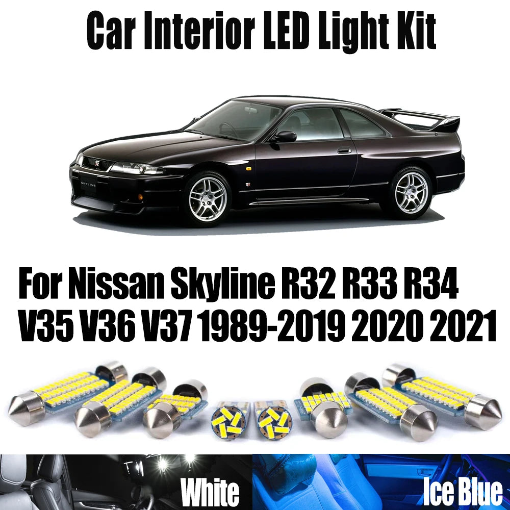 LED Interior Light Kit for Nissan Skyline R32 R33 R34 V35 V36 V37 1989-2018 - Canbus Dome Map Door Trunk Bulbs | AUTO...