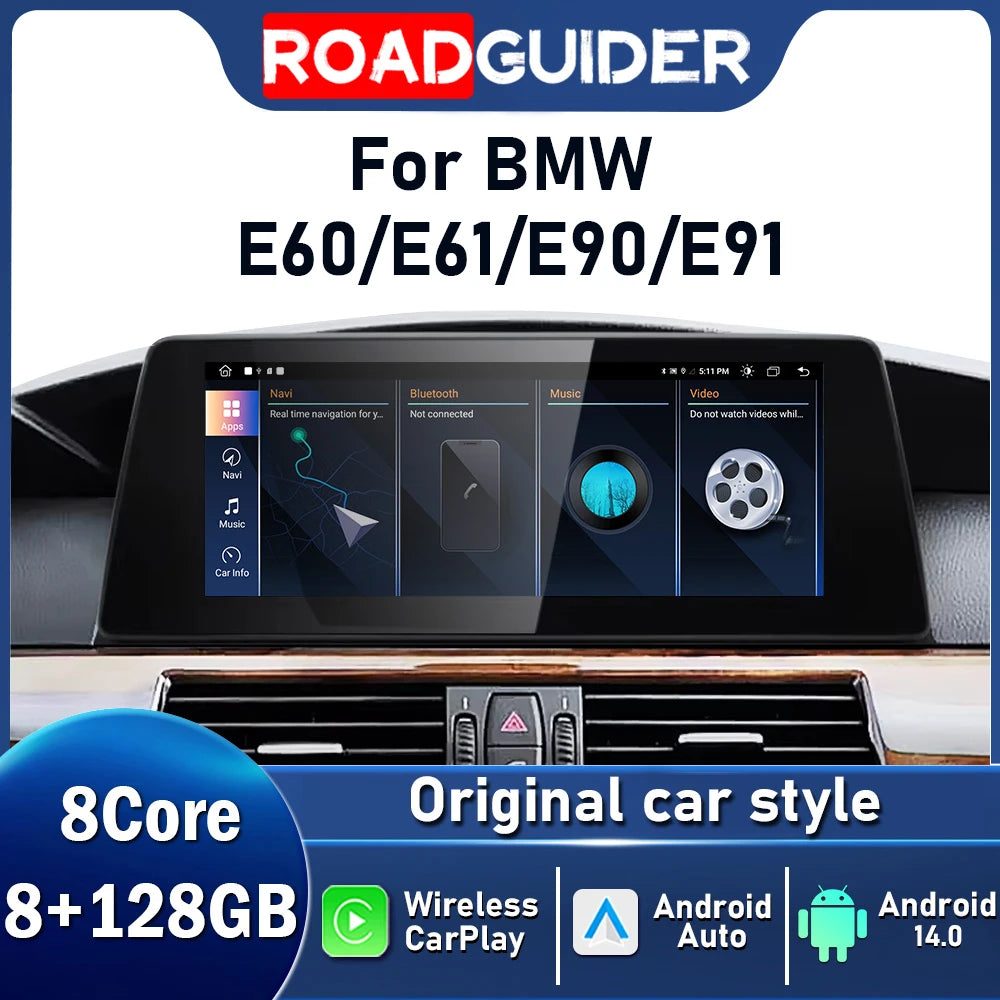 10.25INCH For BMW 3-5 Series E90 E91 E60 E61 Android 14 Wireless Carplay Car Multimedia Ra