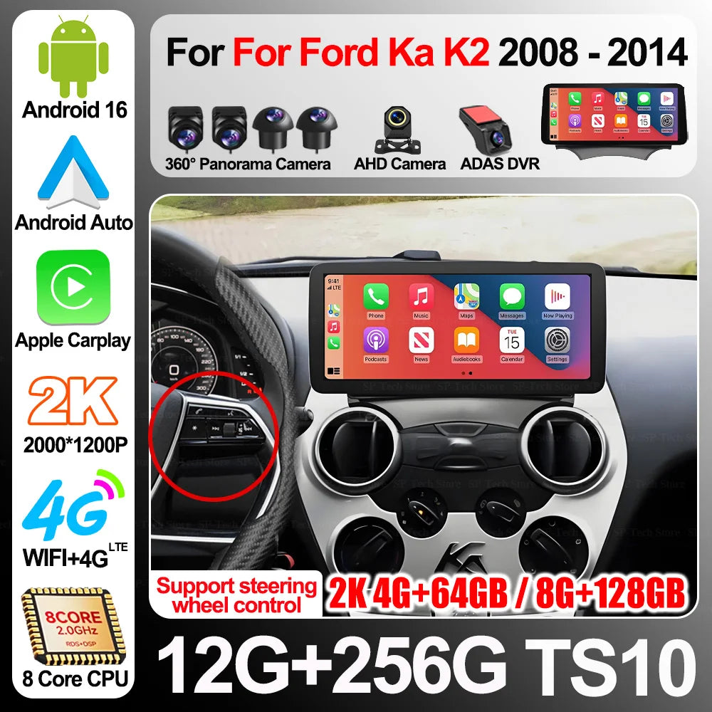 9.7 Inch Android 16For Ford Ka K2 2008 2009-2014 Car Radio 5g Wireless Carplay Stereo Mult | AUTOKITSHOP