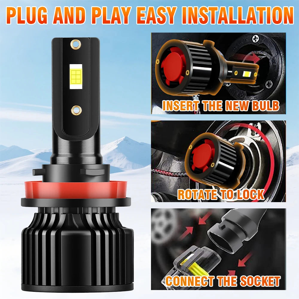 30000LM High Low Beam 9005 H11 LED Headlight Bulbs 150W High Power 6000K Super White LED F