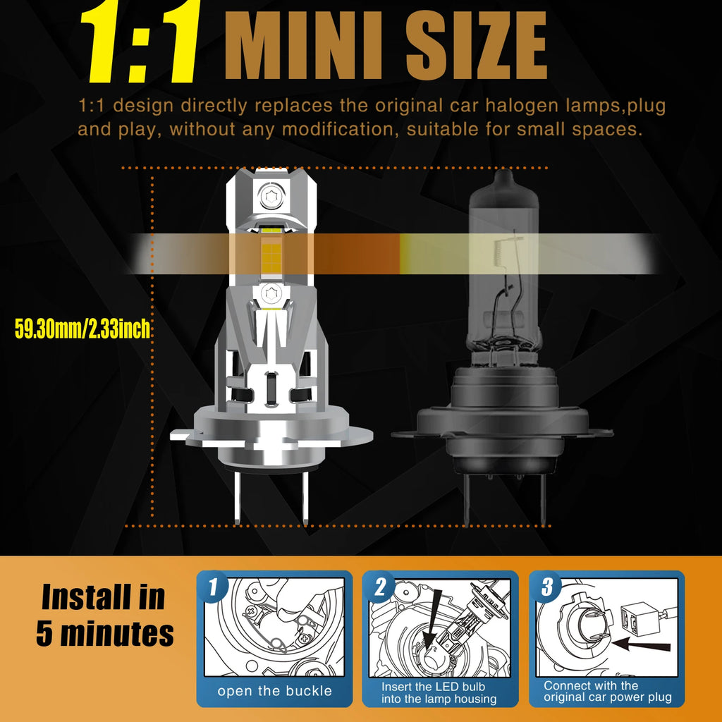 High Power H7 Led Headlight Canbus H18 Car Bulb 6000K White Light Moto Diode Lamp 12v 55w
