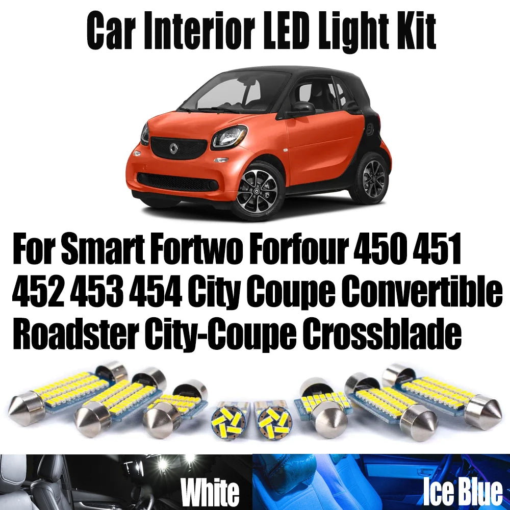 LED Interior Light Kit for Smart Fortwo Forfour 450 451 452 453 454 City Coupe Convertible Roadster City-Coupe Crossb...