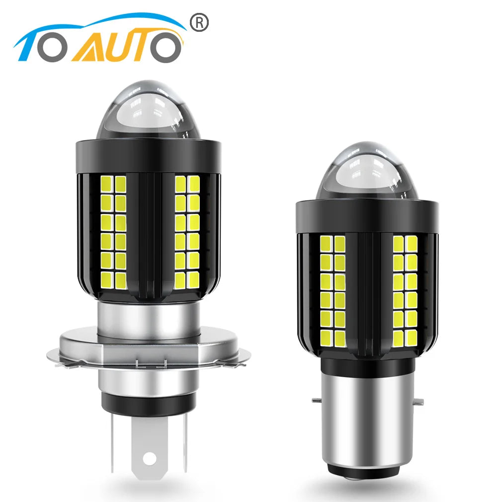 H4 LED Projector Lens Headlight Motorcycle 12V 2600LM 20W BA20D Led Light Bulbs White Yell