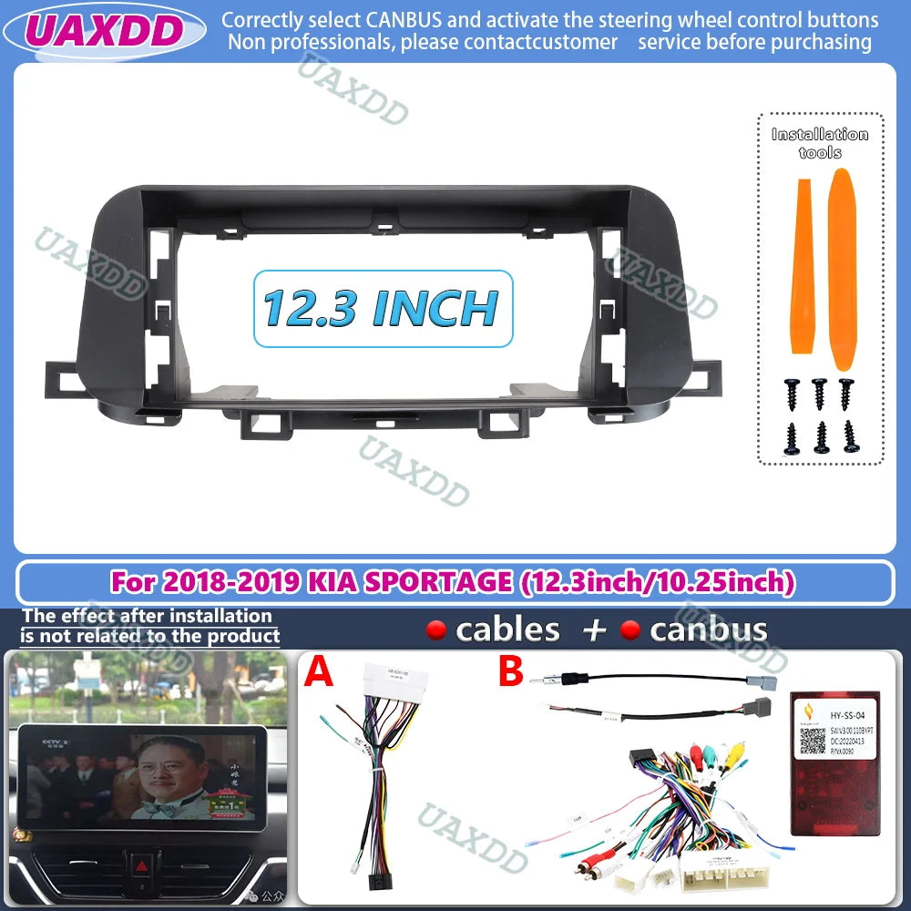 For 2018-2019 KIA SPORTAGE 12.3 10.25 inch 2 Din Car radio Android frame Kit panel Center