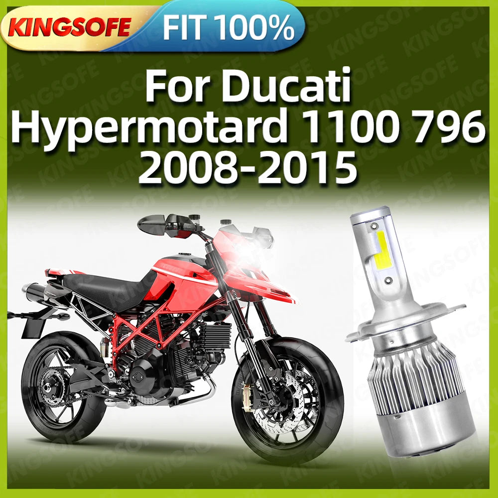 H4 LED Moto Headlight Motorcycle Bulbs 10000LM For Ducati Hypermotard 1100 796 2008 2009 2