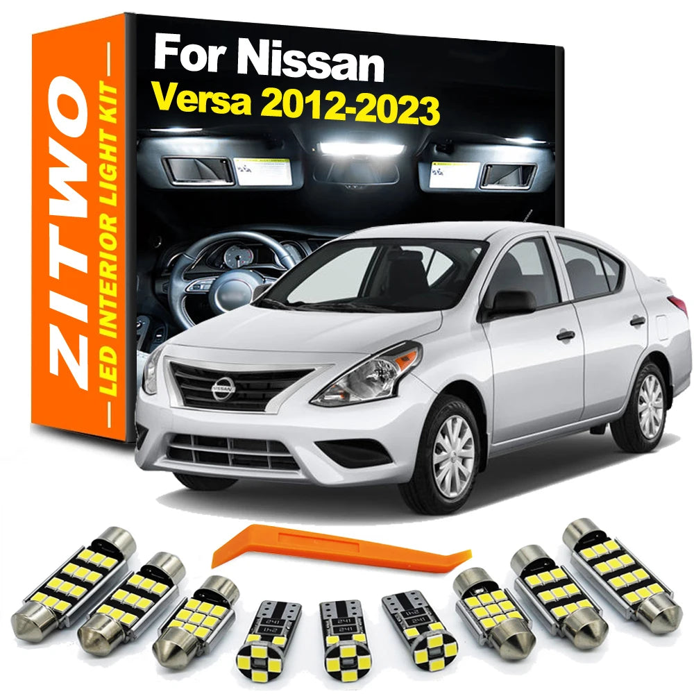 ZITWO 10Pcs LED Bulb Interior Roof Reading Map Trunk Plate Light Kit For Nissan Versa 2012- 2017 2018 2019 2020 2021 2022 2023