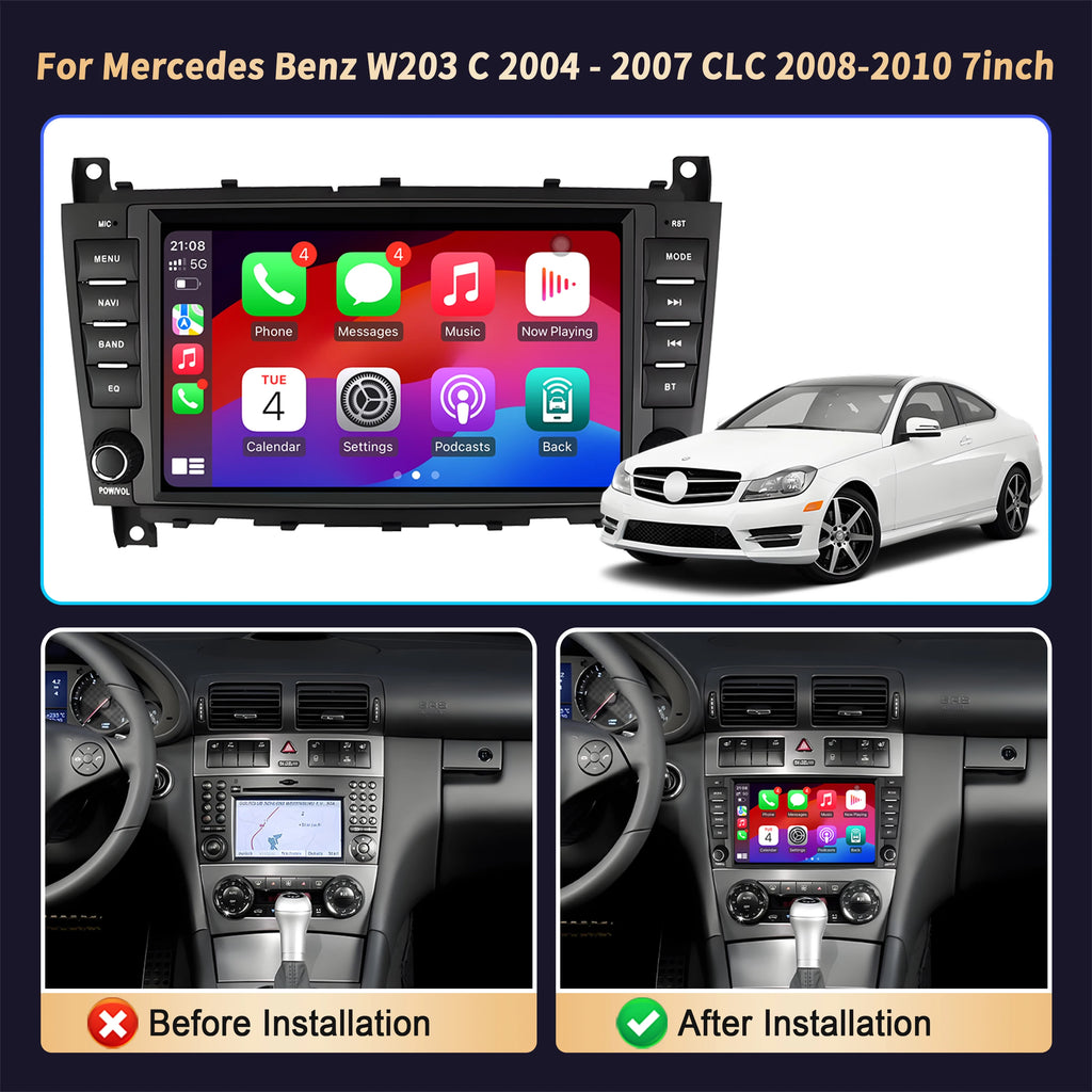 For Mercedes Benz CLC W203 C-Class C180 C200 CLK200 CLK W209 Wireless Android Carplay Mult