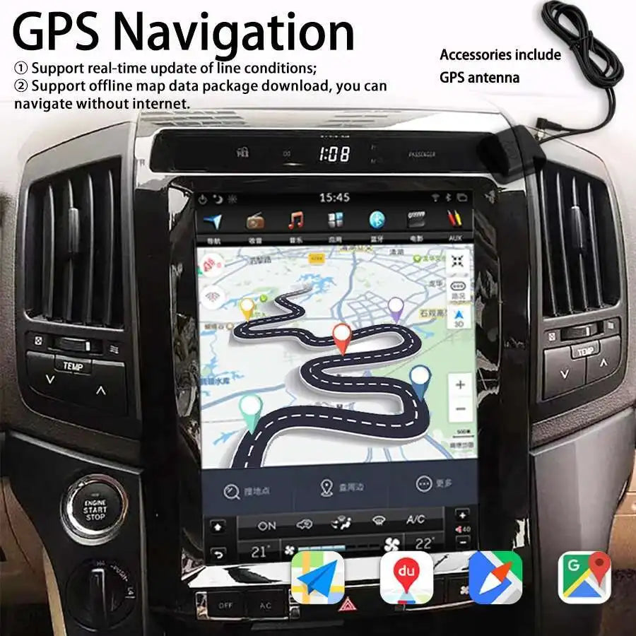 Car Radio For Toyota Land Cruiser LC200 2006-2018 Screen Automotive Multimedia Carplay And