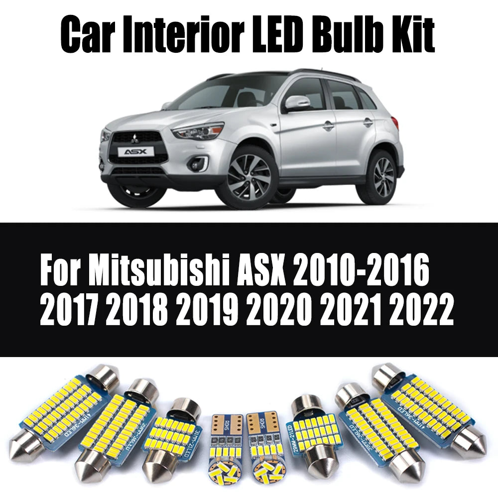 11-Piece LED Interior Light Kit for Mitsubishi ASX 2010- 2020 - Canbus Dome Map Door Trunk Bulbs | AUTOKITSHOP