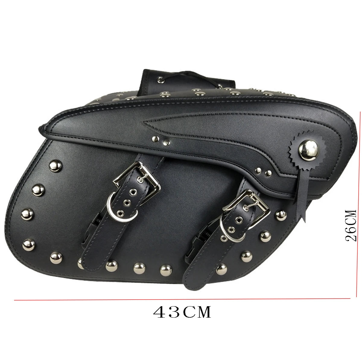 Universal Motorcycle Black Saddle Bag Rivet Bag Large Capacity Luggage Bag For Harley Touring Sa - Automotive LED Light