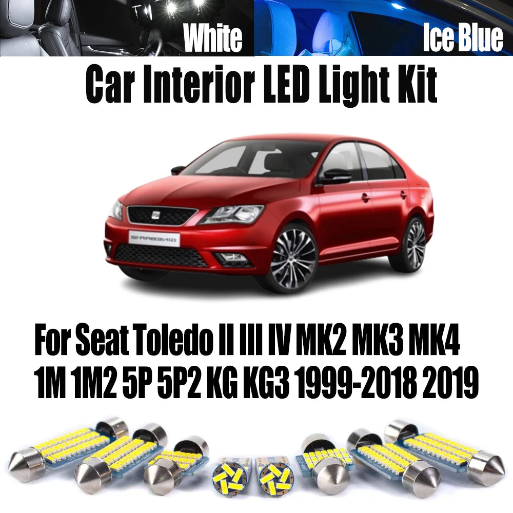 LED Interior Light Kit for Seat Toledo II III IV MK2 MK3 MK4 1M 1M2 5P 5P2 KG KG3 1999- 2017 - Canbus Dome Map Door T...