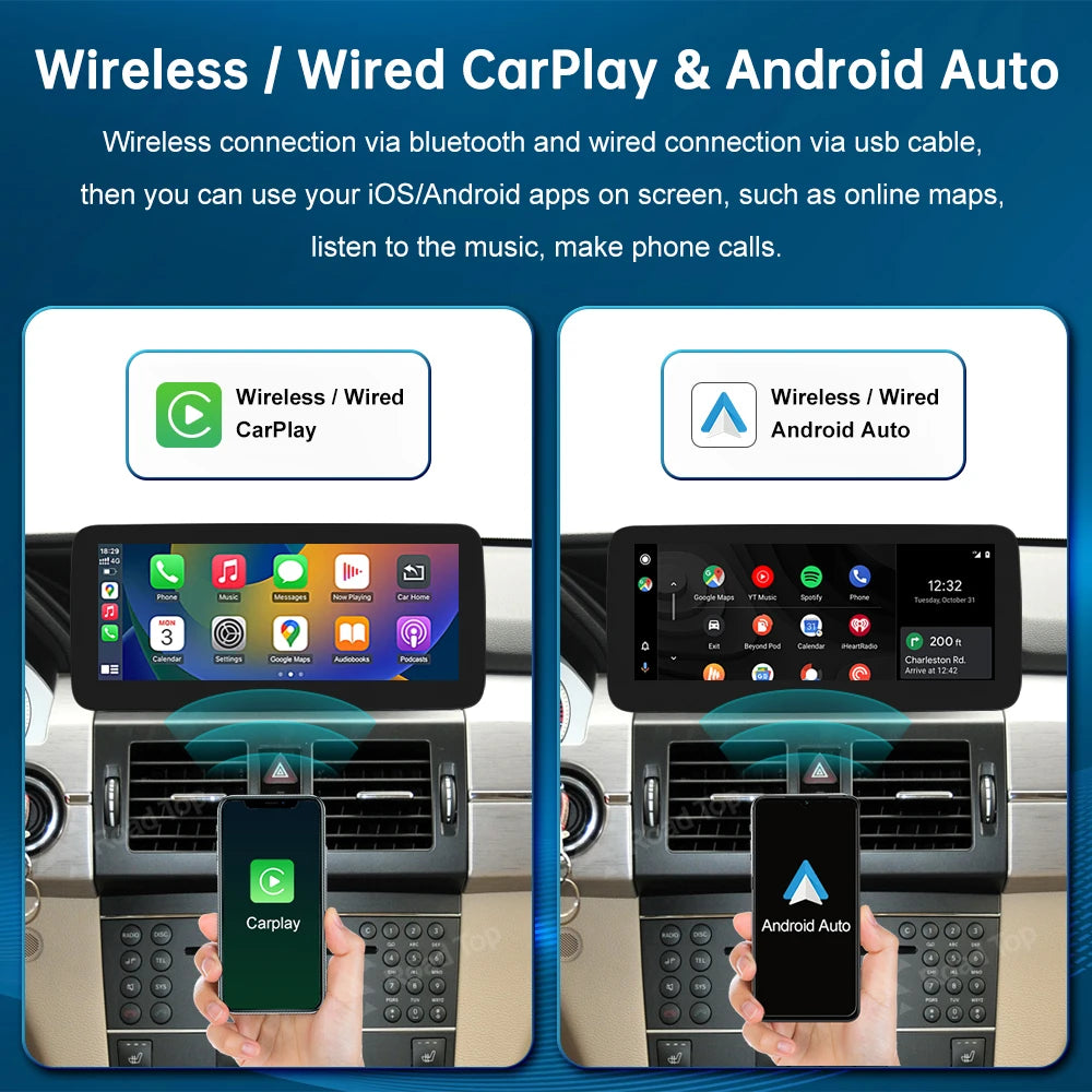 Wireless CarPlay Android Auto Multimedia Touch Screen for Mercedes-Benz GLK X204 2008-2012 | AUTOKITSHOP