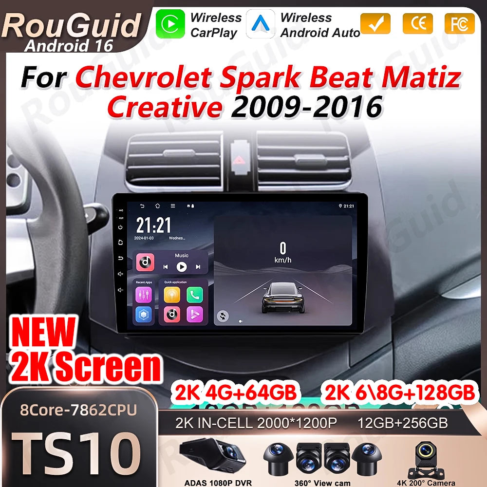 Android16 Auto Car Radio For Chevrolet Spark Beat Matiz Creative 2009 2010 2011 - 2016 Car | AUTOKITSHOP