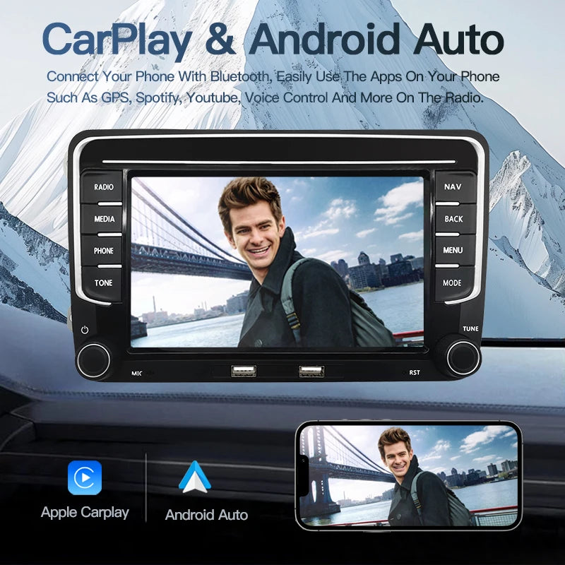 SZLELV 7" Carplay Car Radio Android15 Auto Radio For VW Seat Skoda Passat Jetta Golf Polo