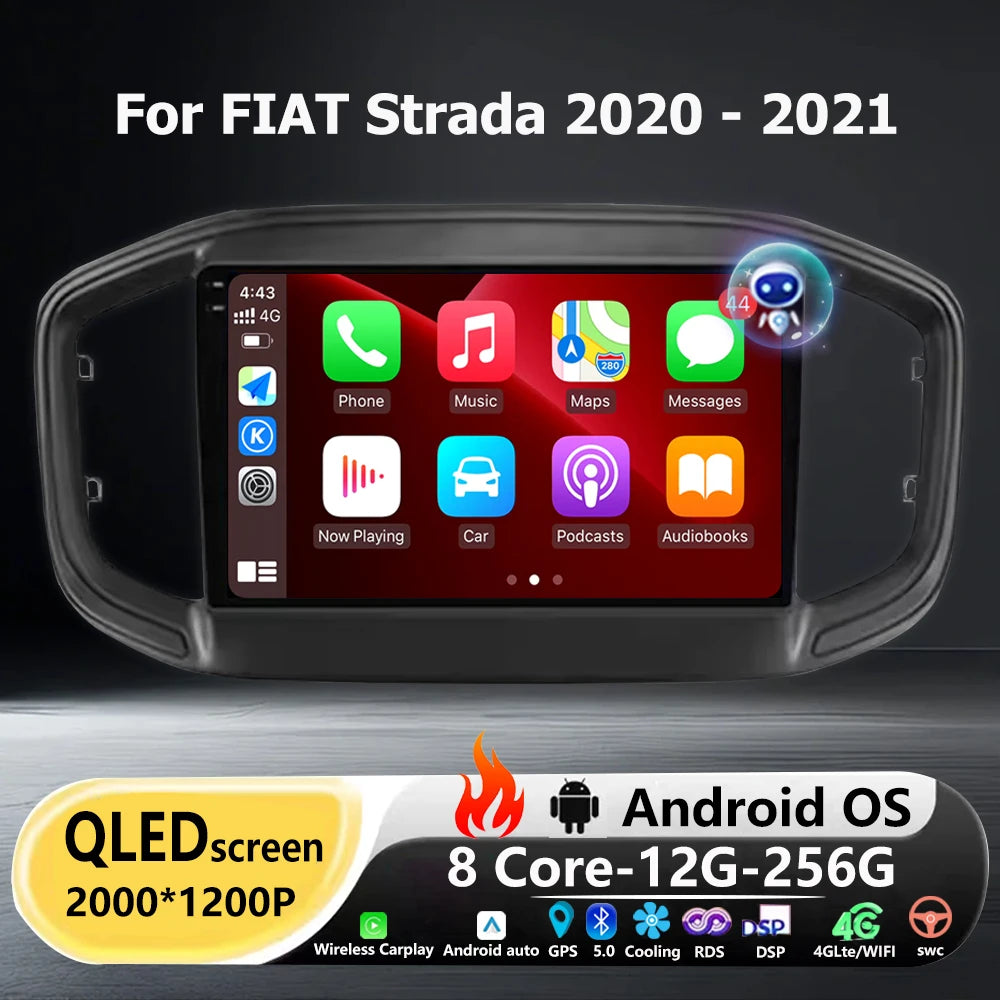 Wireless Carplay For FIAT Strada 2020-2021 Android 16 Auto Car Radio Multimedia Player GPS