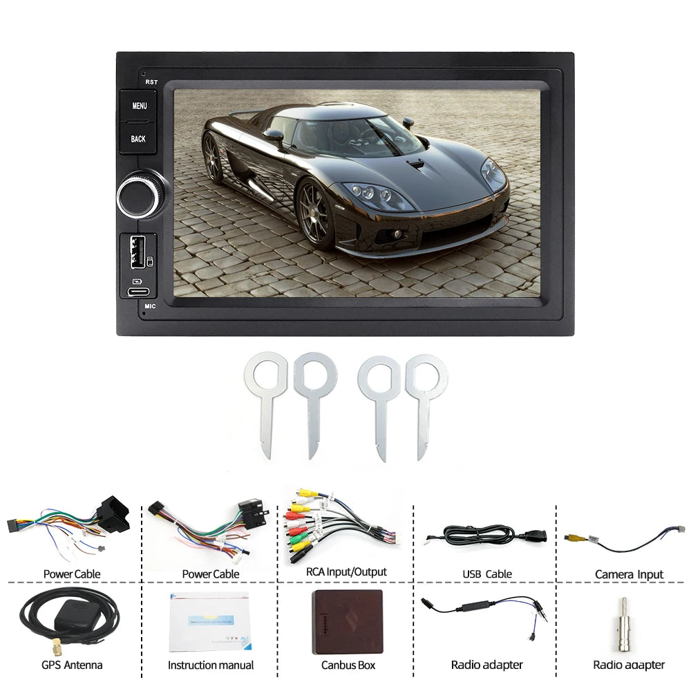 7" Android Car Radio Type-C for Volkswagen 1996-2010 Left Middle Knob CarPlay Android Auto GPS Nav Bluetooth Steering Co