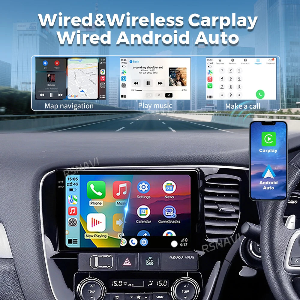 Qualcomm Android 16 For Mitsubishi Outlander 3 2012-2018 2K QLED Stereo Car Radio Multimed