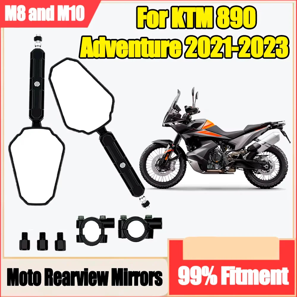 360° Adjustable 1 Pair New Moto Rearview Mirrors Off Road Wide Side Mirror With Screw For