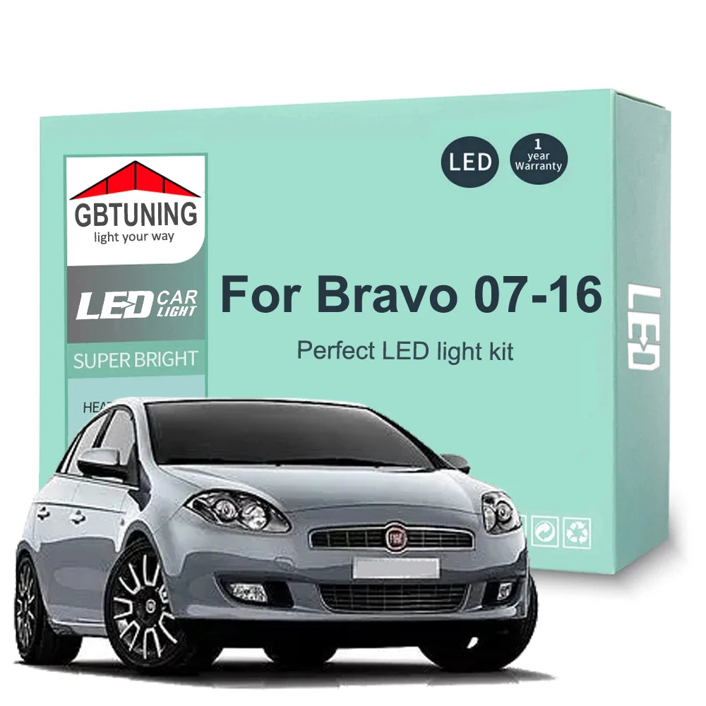 10-Piece LED Interior Light Kit for Fiat Bravo 2007-2011 - Canbus Dome Map Door Trunk Bulbs | AUTOKITSHOP