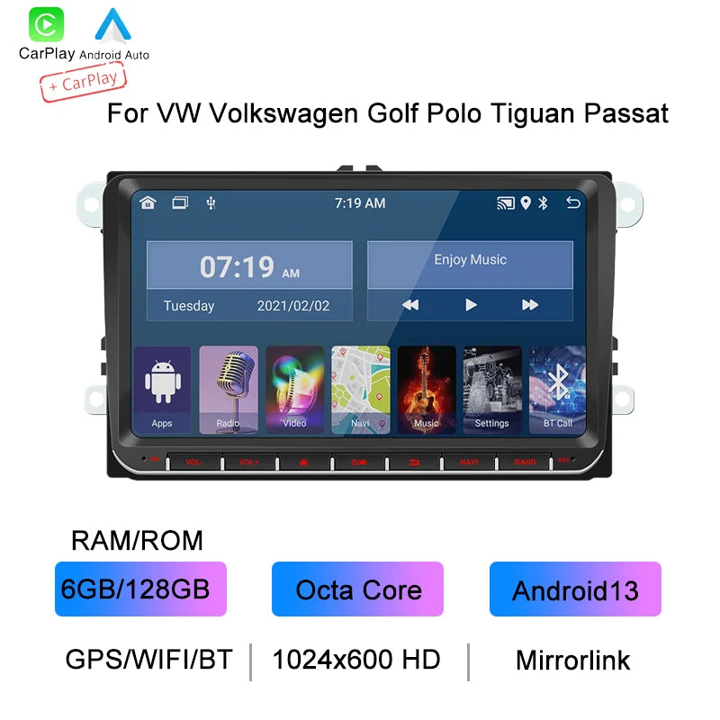 BQCC 9093 9" Car Player For VW Volkswagen Golf Polo Tiguan Passat Mirrorlink WIFI GPS BT Wireless Carplay Quad/Octa Core IPS RDS