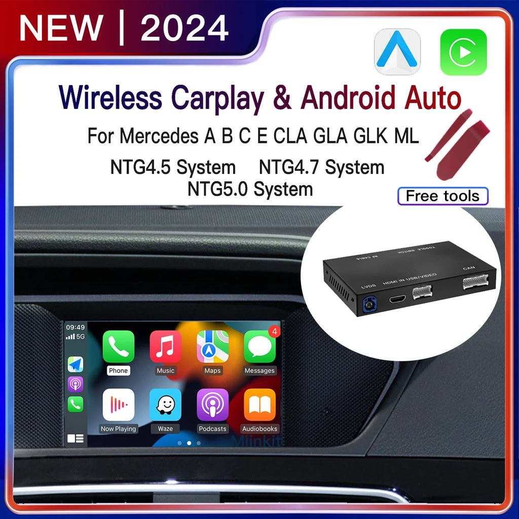 Wireless CarPlay Android Auto Fits For Mercedes Benz A B C E S CLA CLS GLA GLK SLK ML NTG4