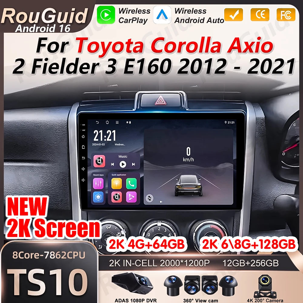 Android 16 Car Radio Carplay For Toyota Corolla Axio 2 Fielder 3 E160 2012 2013 2014 2015  | AUTOKITSHOP